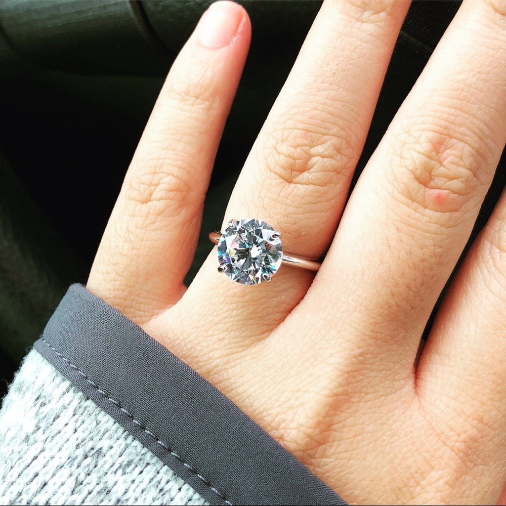 4 carat Round CZ in Sterling Silver Size 6